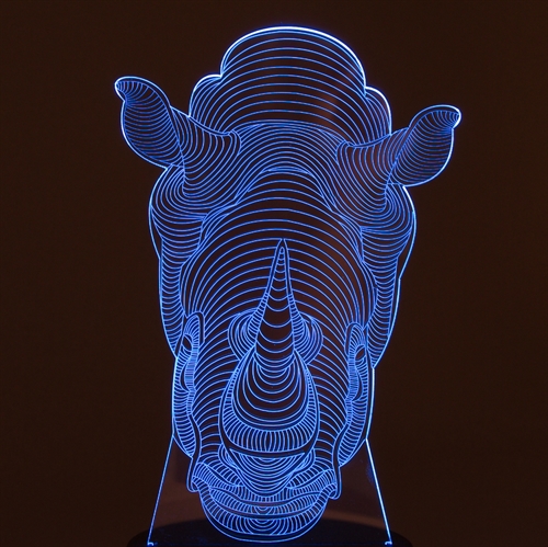 Plade til 3D LED lampe Næsehorn